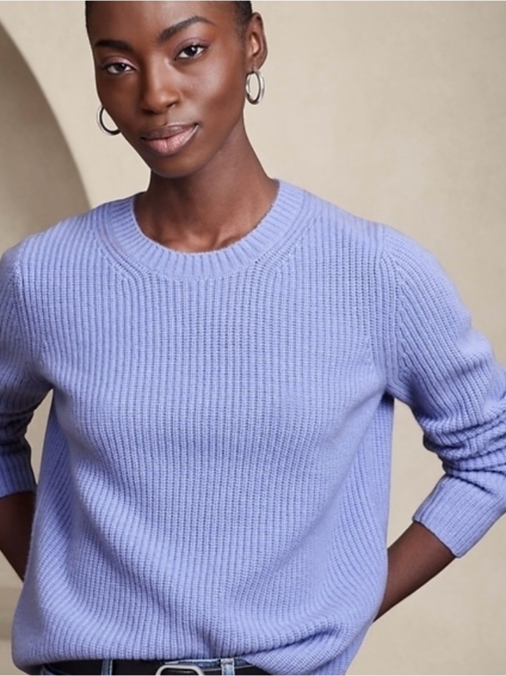 Banana Republic Soft 100% Cashmere Lavender Crewneck Sweater - Women